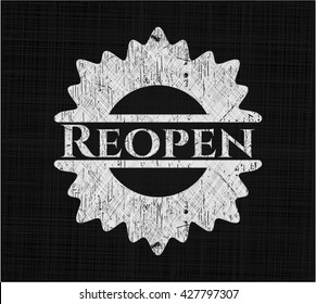 Reopen chalk emblem, retro style, chalk or chalkboard texture