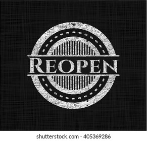 Reopen chalk emblem written on a blackboard