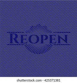 Reopen emblem with denim high quality background
