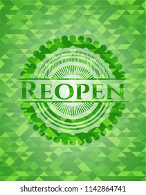 Reopen green emblem with triangle mosaic background