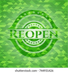 Reopen green mosaic emblem