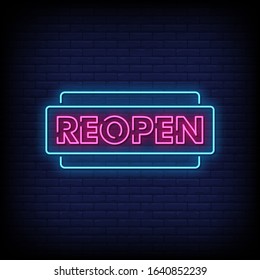 Reopen Neon Signs Style Text Vector