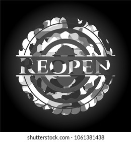 Reopen on grey camouflaged texture