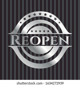 Reopen silvery emblem. Vector Illustration. Mosaic.