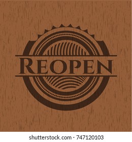 Reopen wooden emblem. Retro