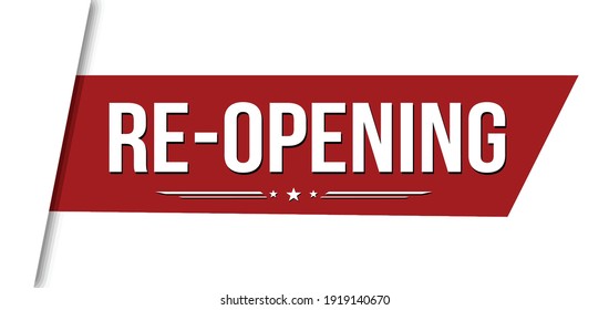 Re-opening banner design on white background, vector illustration