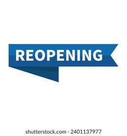 Reopening In Blue Ribbon Rectangle Shape For Promotion Announcement Business Information Marketing Social Media
