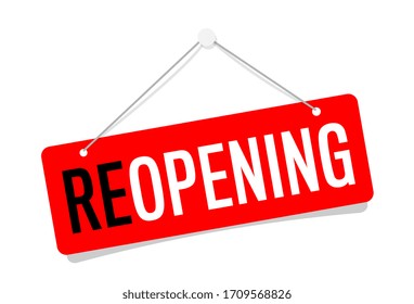 Reopening On Red Door Sign Hanging