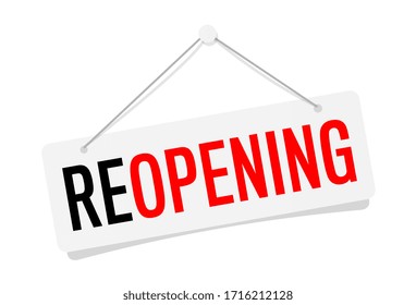 Reopening On Red Door Sign Hanging