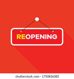reopening sign square, banner sticker open vector eps