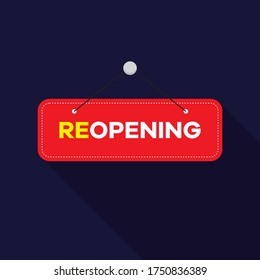 reopening sign square, banner sticker open vector eps