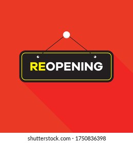reopening sign square, banner sticker open vector eps
