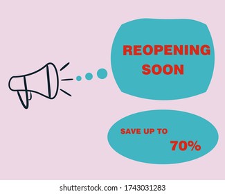 Reopening soon announcement with big discount
