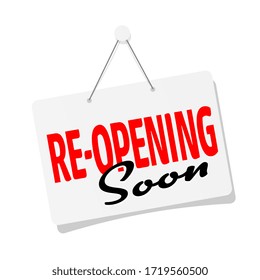 Reopening Soon On Door Sign