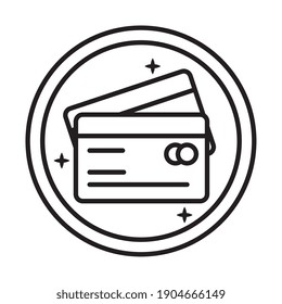 reopening sticker with credit card line style icon vector illustration design