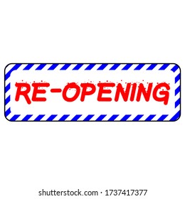 Re-opening text vector flat vintage background for re-opening cycle after the shutdown because of the Covid-19 outbreak. we are open again. re-opening. please come in. we're open again. grand-reopen