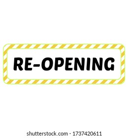 Re-opening text vector flat vintage background for re-opening cycle after the shutdown because of the Covid-19 outbreak 