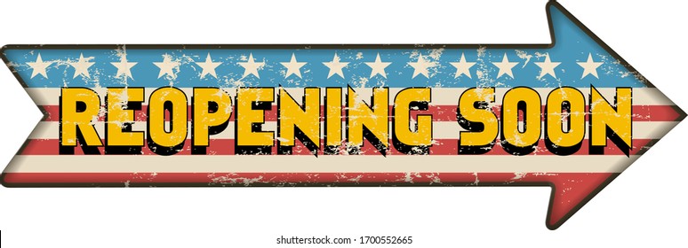 Reopening the USA sign, going back to business soon, Coronavirus,Covid-19, symbol, vector illustration