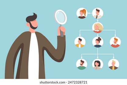 Reorganization or allocate resources, change team structure for efficiency, restructure organization, department and job roles concept, skills to drive company, businessman reorganize employee role.