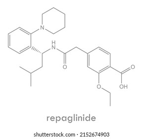 Repaglinide structure. Molecule of a drug used in diabetes treatment.
