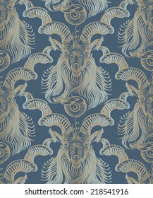 Repaint seamless pattern:  old Capricorn