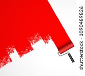 repainting with an paint roller with marking colored red