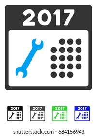 Repair 2017 Calendar flat vector pictograph. Repair 2017 Calendar icon with gray, black, blue, green color versions.