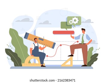 Repair abstract concept. Troubleshooting and rehabilitation. Character dealing with a business problem and solving it. Failure fixing metaphor. Flat vector illustration