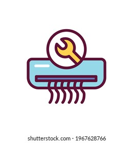 Repair air conditioner color line icon. Handyman service. Isolated vector element. Outline pictogram for web page, mobile app, promo