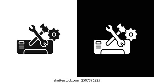 Repair air conditioner icon Flat vector set outline