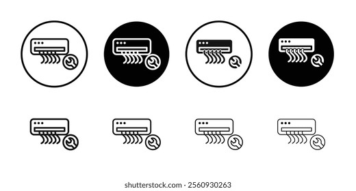Repair air conditioner icon Flat outline fill set collection