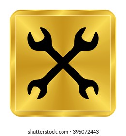 Repair - black vector icon;  gold button