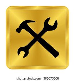 Repair - black vector icon;  gold button