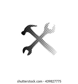 Repair - black vector icon;  halftone illustration