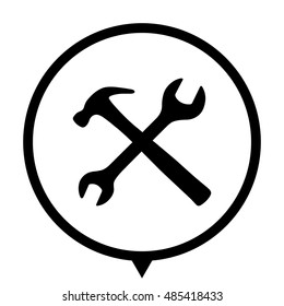 Repair - black vector  icon; map pointer