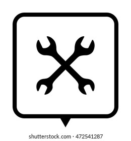 Repair - black vector icon;  message bubble
