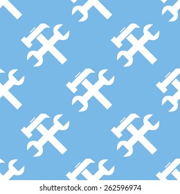Repair blue with white seamless pattern for web design. Vector symbol