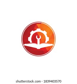 Repair Book Logo Template Design Vector. Book and wrench logo design
