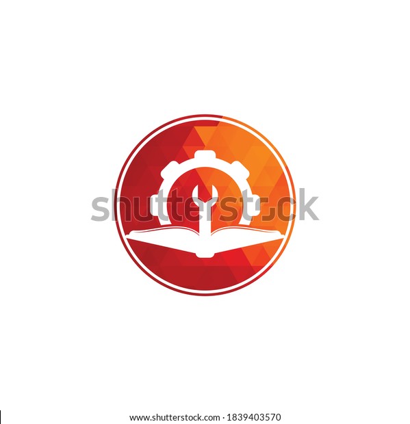 Repair Book Logo Template Design Vector. Book and\
wrench logo design