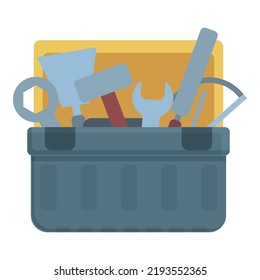 Reparaturkasten Symbol-Cartoon-Vektorgrafik. Werkzeugbau. Hammersatz