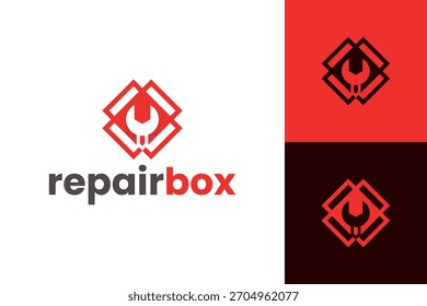 Caja de reparación de diseño de logotipo de Vector