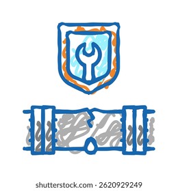 repair broken pipeline construction doodle icon sketch vector. repair broken pipeline construction sign. isolated symbol illustration