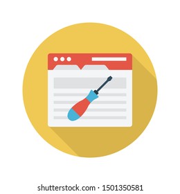 repair browser glyph flat vector icon