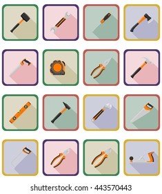 repair and building tools flat icons vector illustration isolated on white background