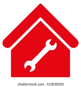 Repair Building vector icon. Flat red symbol. Pictogram is isolated on a white background. Designed for web and software interfaces.