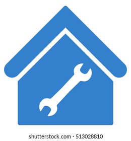 Repair Building vector icon. Flat cobalt symbol. Pictogram is isolated on a white background. Designed for web and software interfaces.