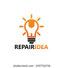 Repair bulb idea logo template design