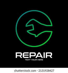 Repair C letter vector logo template. This font use wrench symbol. Suitable for technology, mechanic, or automotive business.