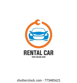 Repair Car logo, silhouette ca and wrench, sign emblem service
