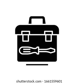 Repair case black icon, concept illustration, vector flat symbol, glyph sign.